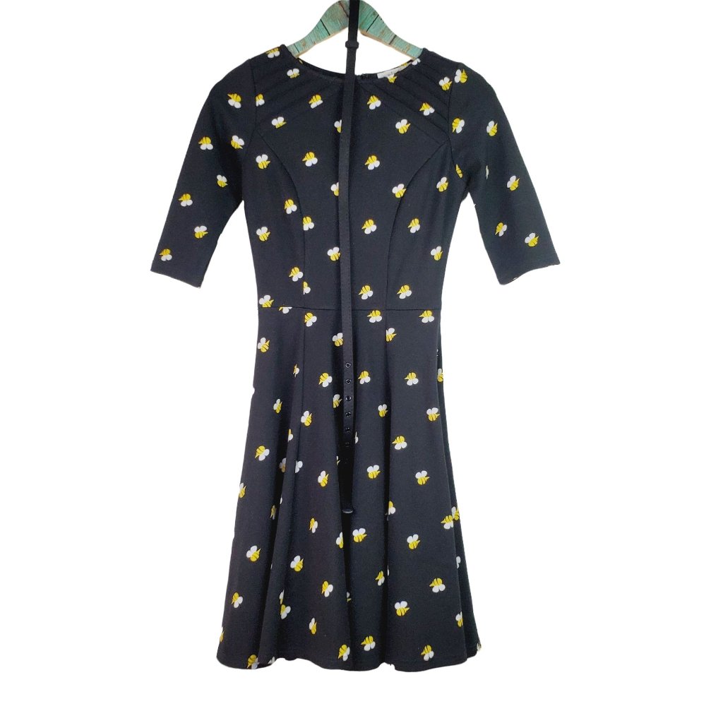 Unique Vintage All Over Bumble Bee Print Dress Sz S4
